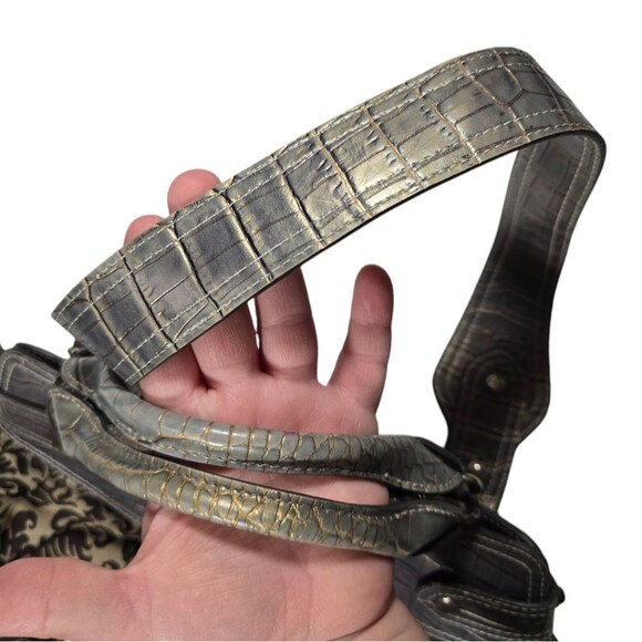 RARE- Vintage Y2K Guess Large Tapestry Cloth Alligator Print Handbag - Picture 6 of 12